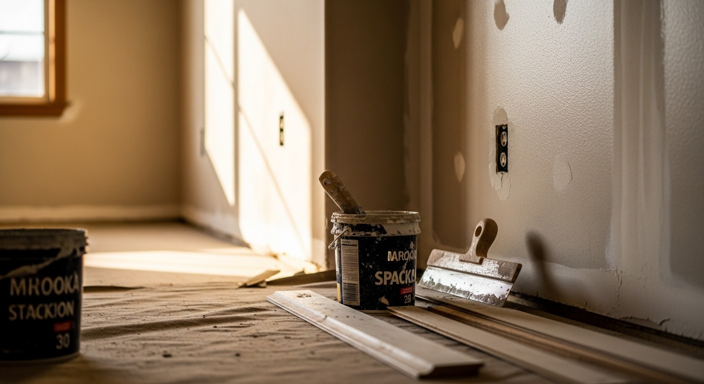 Handyman performing home repairs in a Lakewood, Texas residence with professional tools and equipment.